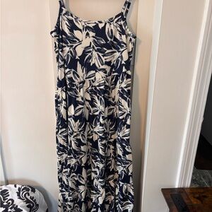 Naggoo Navy & White Floral Maxi Dress - Sleeveless